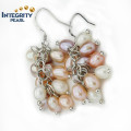 Natural Mixed Color Pearl Earrings 925 Silver 5-6mm Rice Pearl Earrings